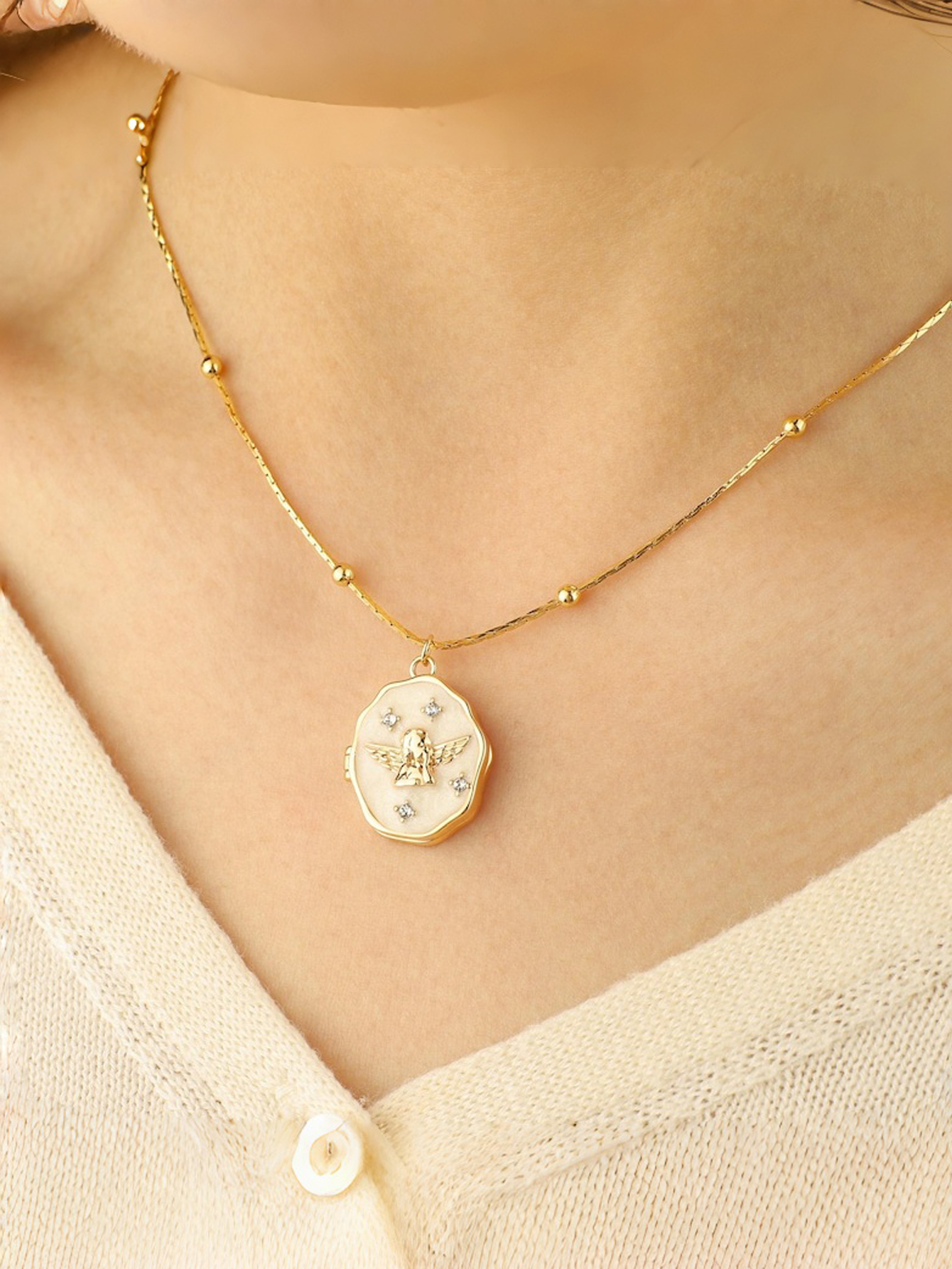 Custom Angel Photo Pendant Necklace Vintage Pendant Necklace